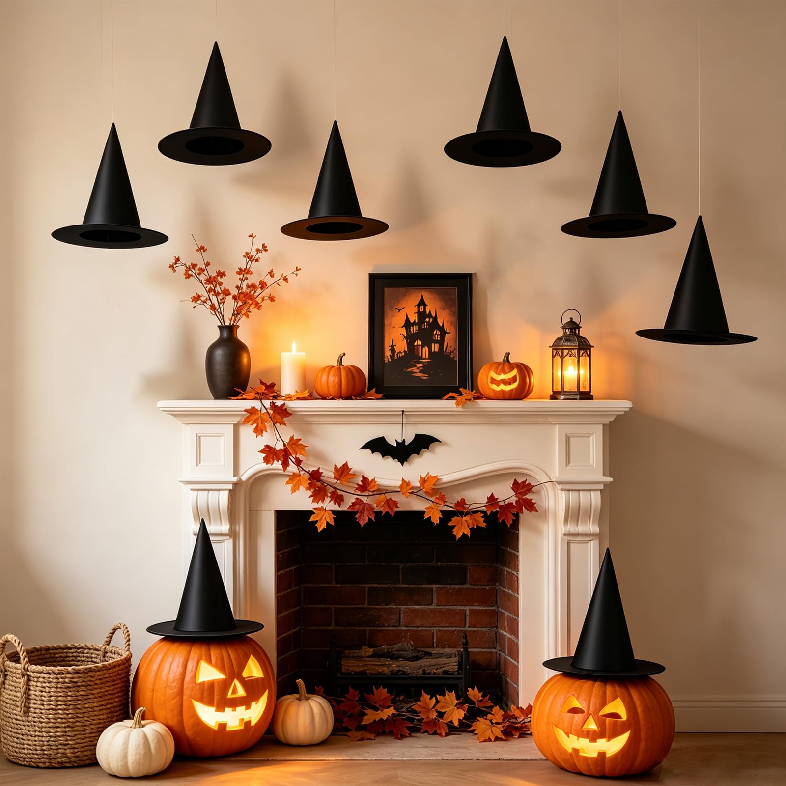 KSPOWWIN 12PCS Halloween Witch Hats Witch Costume Accessory, Black Witch Hat for Halloween Party Decoration