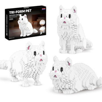 IBLOTIME 3 in 1 Persian Cat Mini Building Blocks Set, 1116 PCS Micro Building Kit for Adults & Teens, Small Brick Animal Model, Desk Decor Display