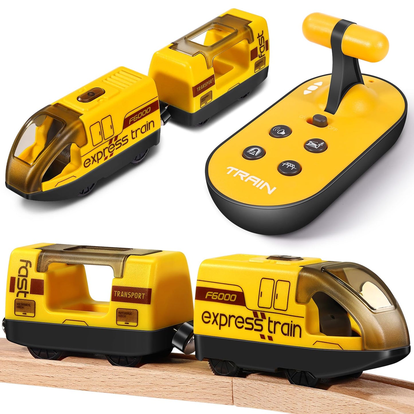 Kkogleam Toy Train Set Remote Control Locomotive Trains, Motorized Train with Voice & Lights Effect, 4 Sound Effects, Magnetic Trains Compatible