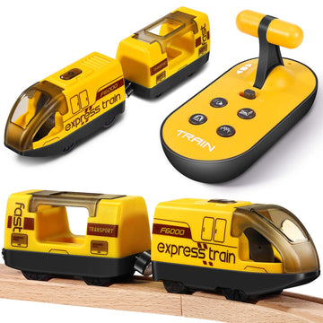 Kkogleam Toy Train Set Remote Control Locomotive Trains, Motorized Train with Voice & Lights Effect, 4 Sound Effects, Magnetic Trains Compatible