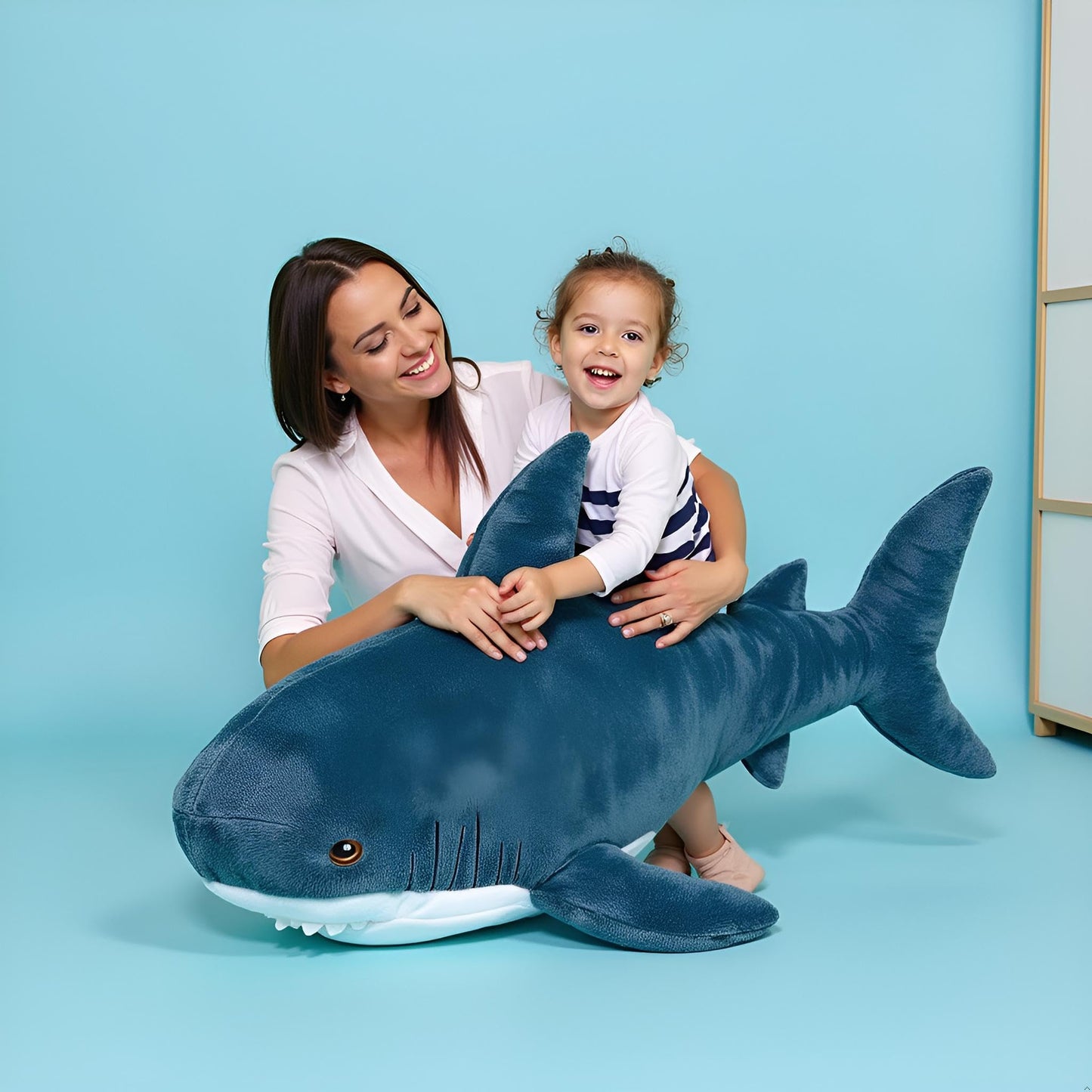 Ryttir 47.2 Inch XXL Giant Shark Stuffed Animals,Chubbier Shark Pillow Soft Shark Plush Shark Body Pillow Stuffed Shark Décor, Perfect Chrismas Stress
