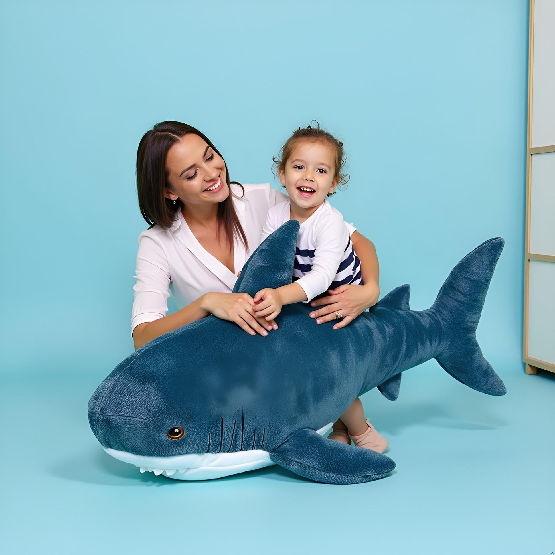 Ryttir 47.2 Inch XXL Giant Shark Stuffed Animals,Chubbier Shark Pillow Soft Shark Plush Shark Body Pillow Stuffed Shark Décor, Perfect Chrismas Stress