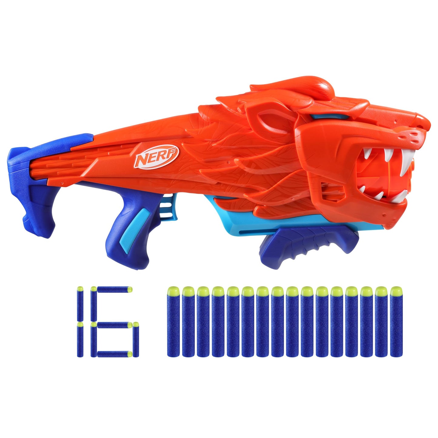 Nerf Wild Lionfury, Easy Play Dart Blaster, 16 Nerf Elite Darts, Lion Toys for 6 Year Old Boys & Girls & Up, Outdoor Toys