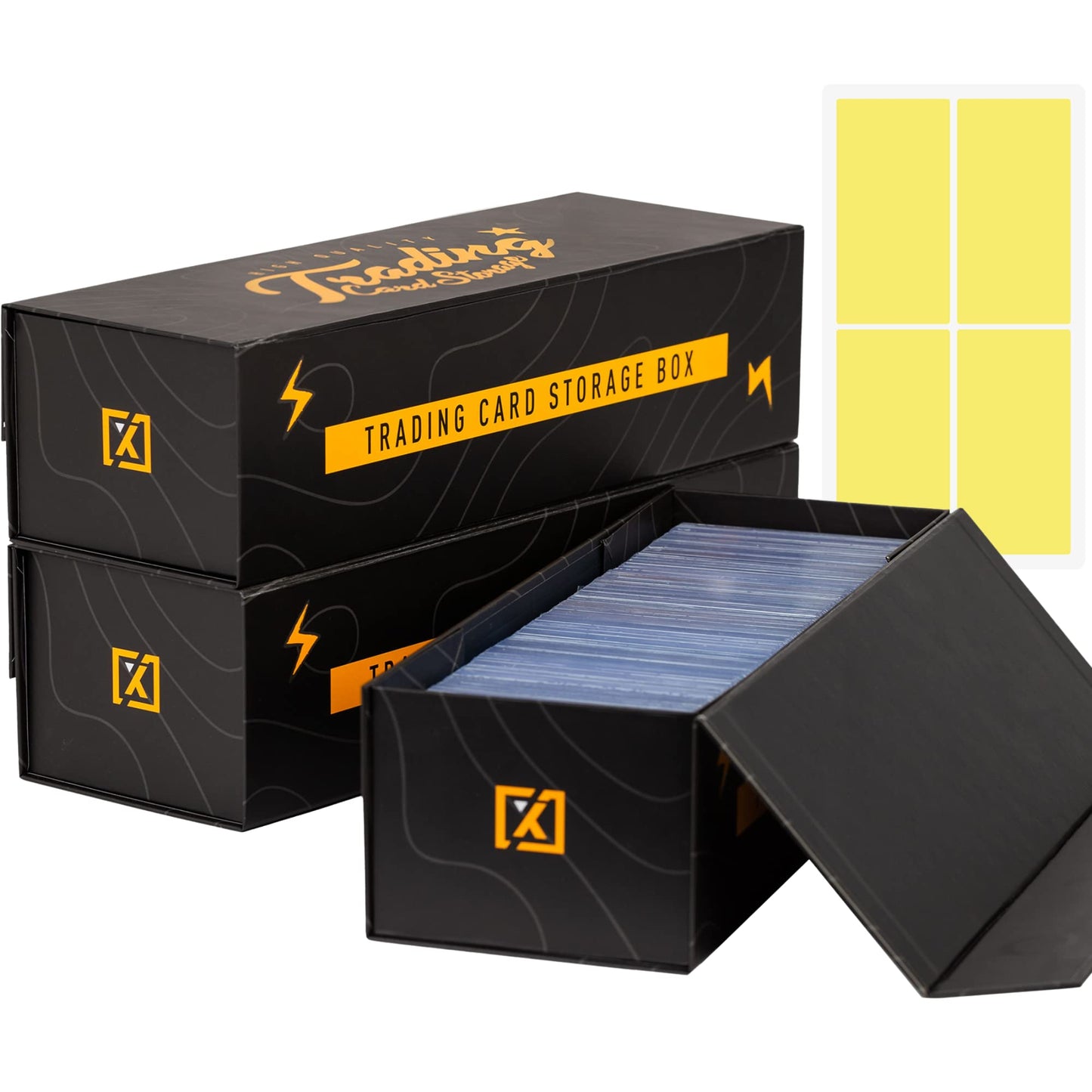 HOMEXPRO Trading Card Storage Box [3 PACK] - Magnetic Lid | Fits 800 Cards, 200 Toploaders, or 50 One Touch - Baseball Card Storage Box - Labels