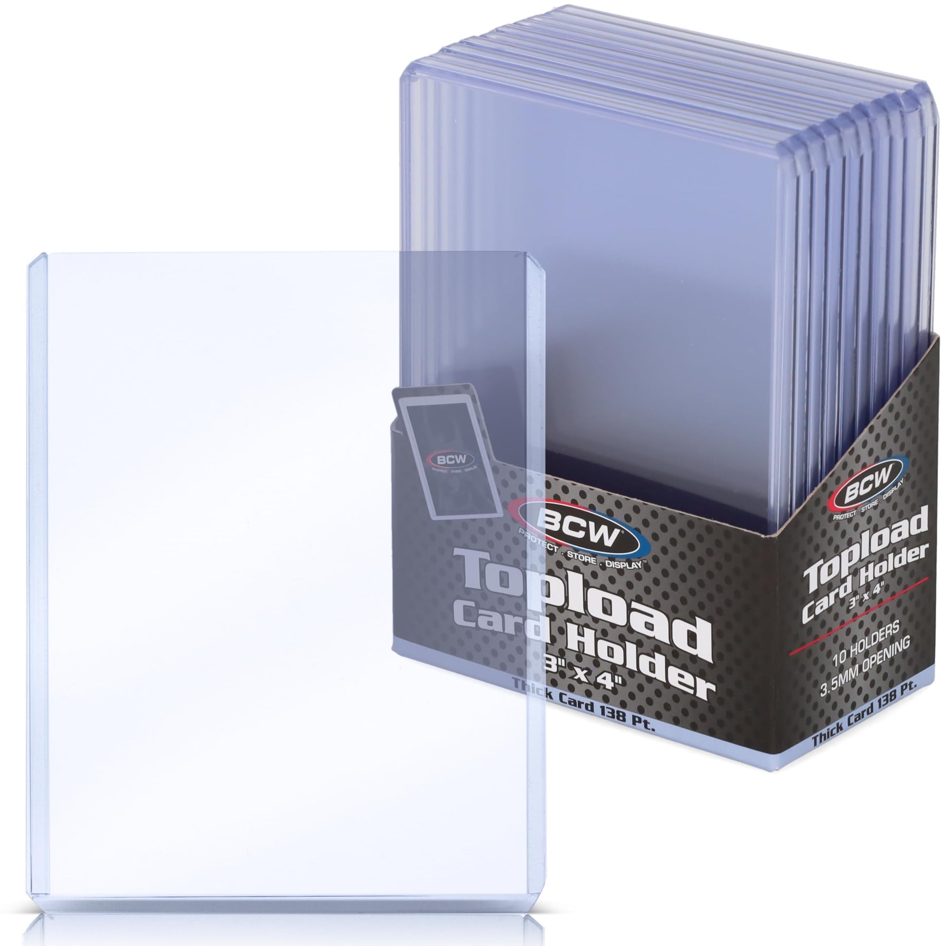 BCW 138 PT. Thick Card Topload Holder - Pack of 10 | Durable Rigid PVC Toploader | Toploaders for Memorabilia, Jersey, Patch, and Relic Cards | Ideal