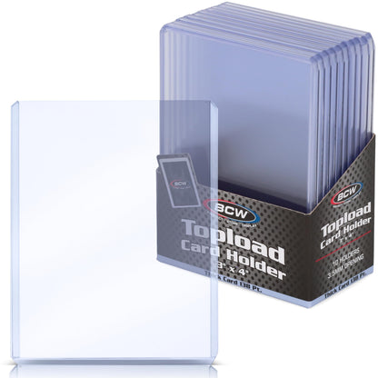BCW 138 PT. Thick Card Topload Holder - Pack of 10 | Durable Rigid PVC Toploader | Toploaders for Memorabilia, Jersey, Patch, and Relic Cards | Ideal