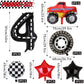 Truck Party Decorations, 9pcs Truck Birthday Number Foil Balloon for Truck 4th Birthday Race Car Theme Party Supplies (4th)