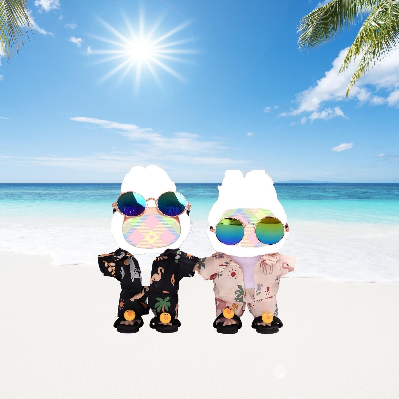 Clothes for Lu bubu 17cm Dolls(NO Doll) Outfit, Beach Suit Set Accessories 5 Pieces Suitable for 17cm Dolls, Casual Style Dolls Clothing Set