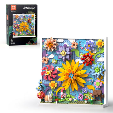 TG BLOCKS Micro Brick Flower World Building Set, 3D Floral Wall Art Home Office Decoration or Table Display, Creative Building Craft Set, Ideas Gift