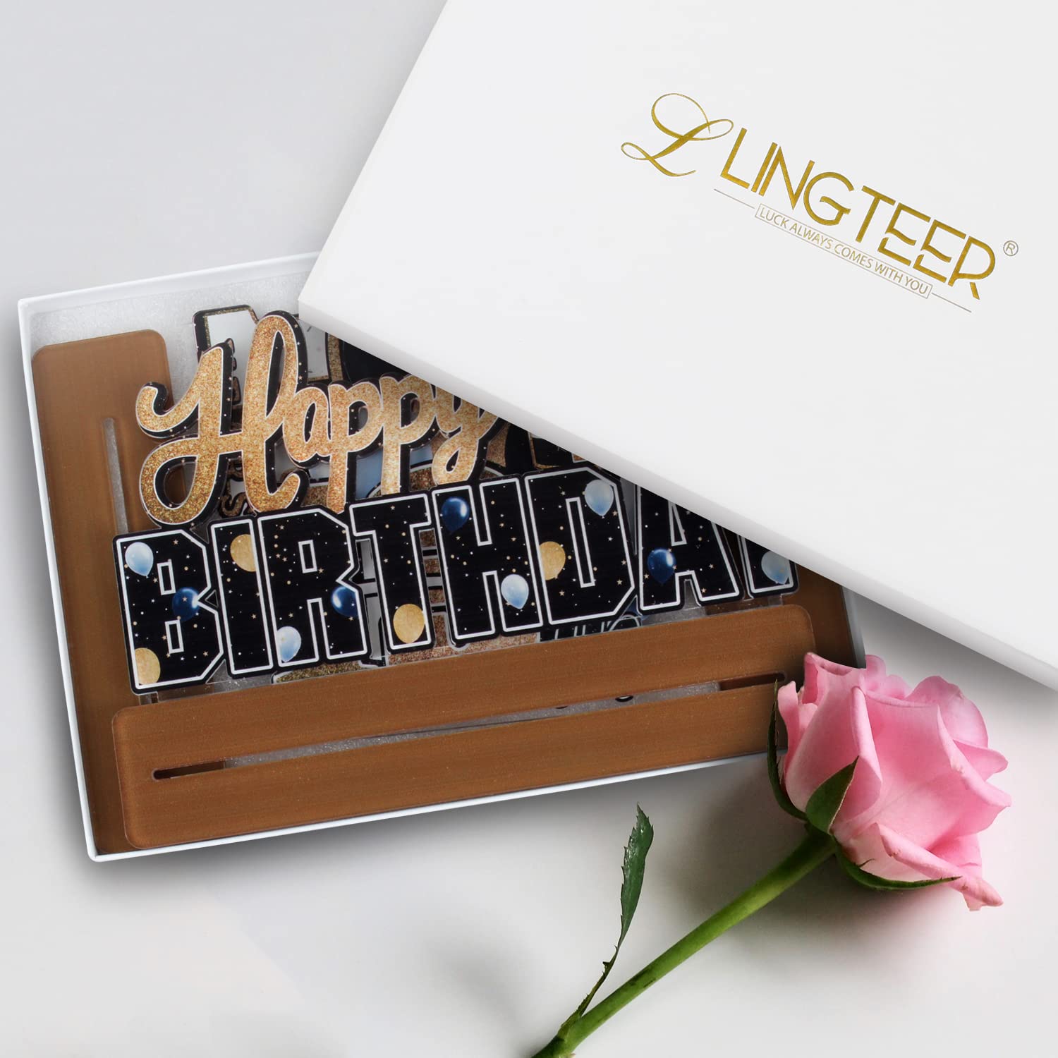 LINGTEER Happy 11th Birthday Gold Acrylic Table Topper Centerpieces Set - Cheers to Eleven Years Old Birthday 11th Bday Party Gift Decorations.