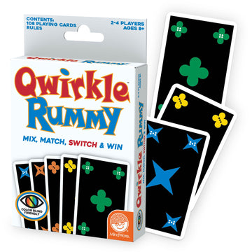 MindWare Qwirkle Rummy Card Game - Strategy Games for Adults and Family - Fun Family Games & Party Games for Adults - Match Shapes & Colors, Score