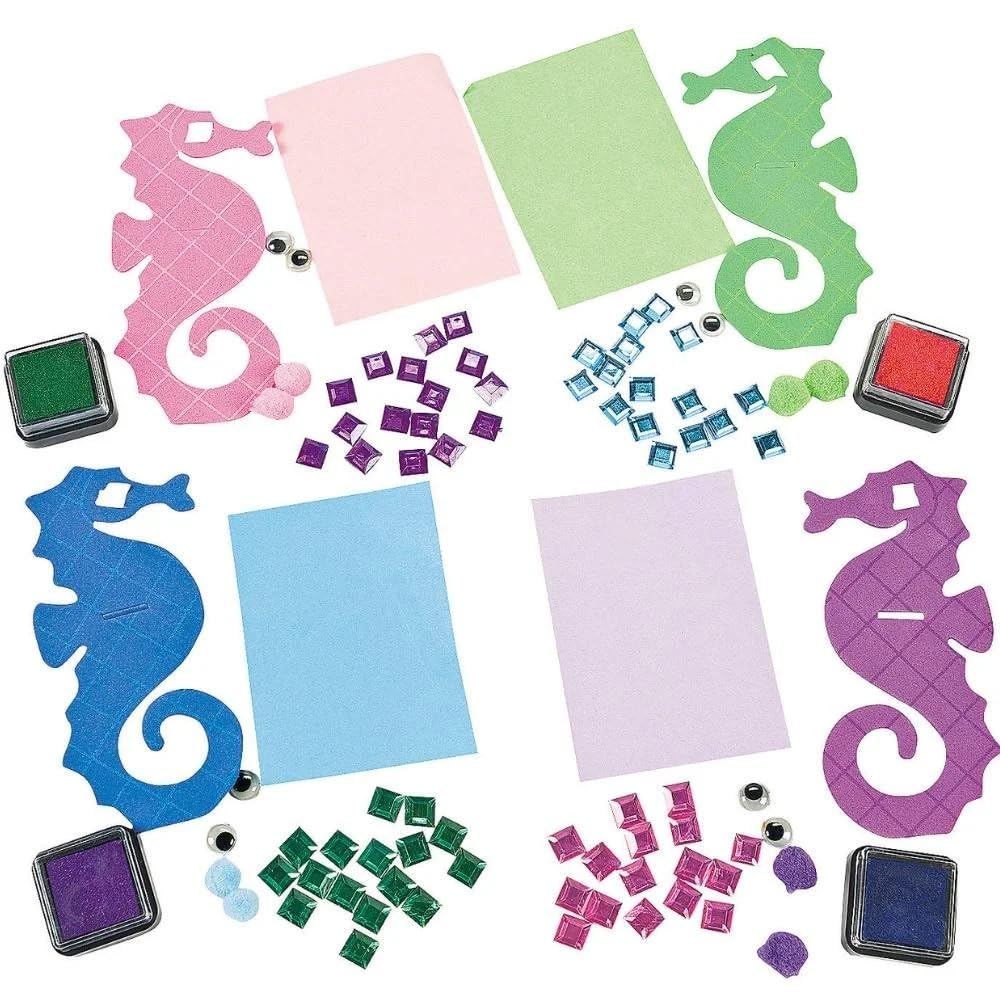 Fun Express Seahorse Foam Craft kit for Kids (Makes 12) Fun Sea Party Activity - VBS Vacation Bible School Supplies/Decor