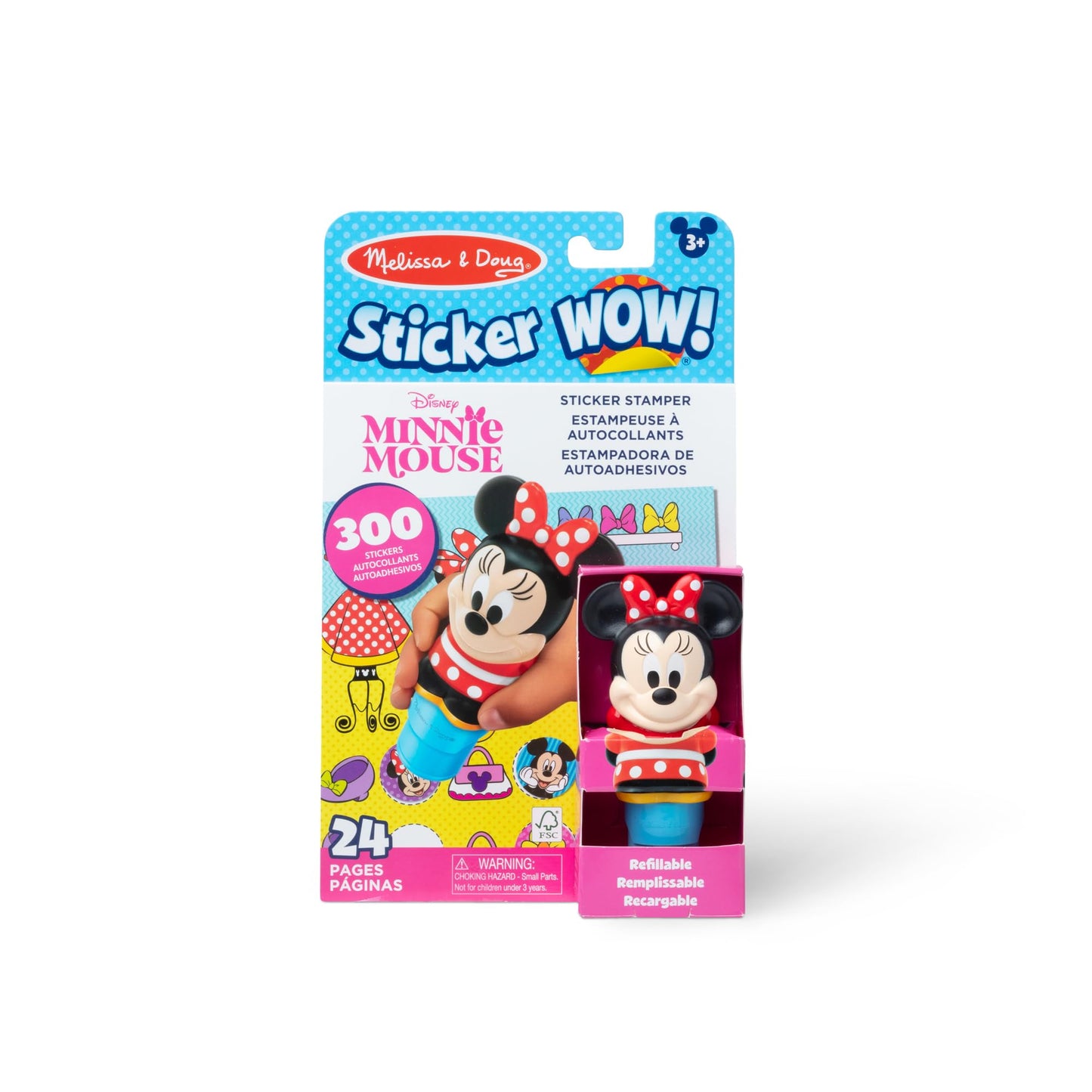 Melissa & Doug Sticker Wow!™ 24-Page Activity Pad and Sticker Stamper, 300 Stickers, Arts and Crafts Fidget Toy Collectible Character - Disney Minnie
