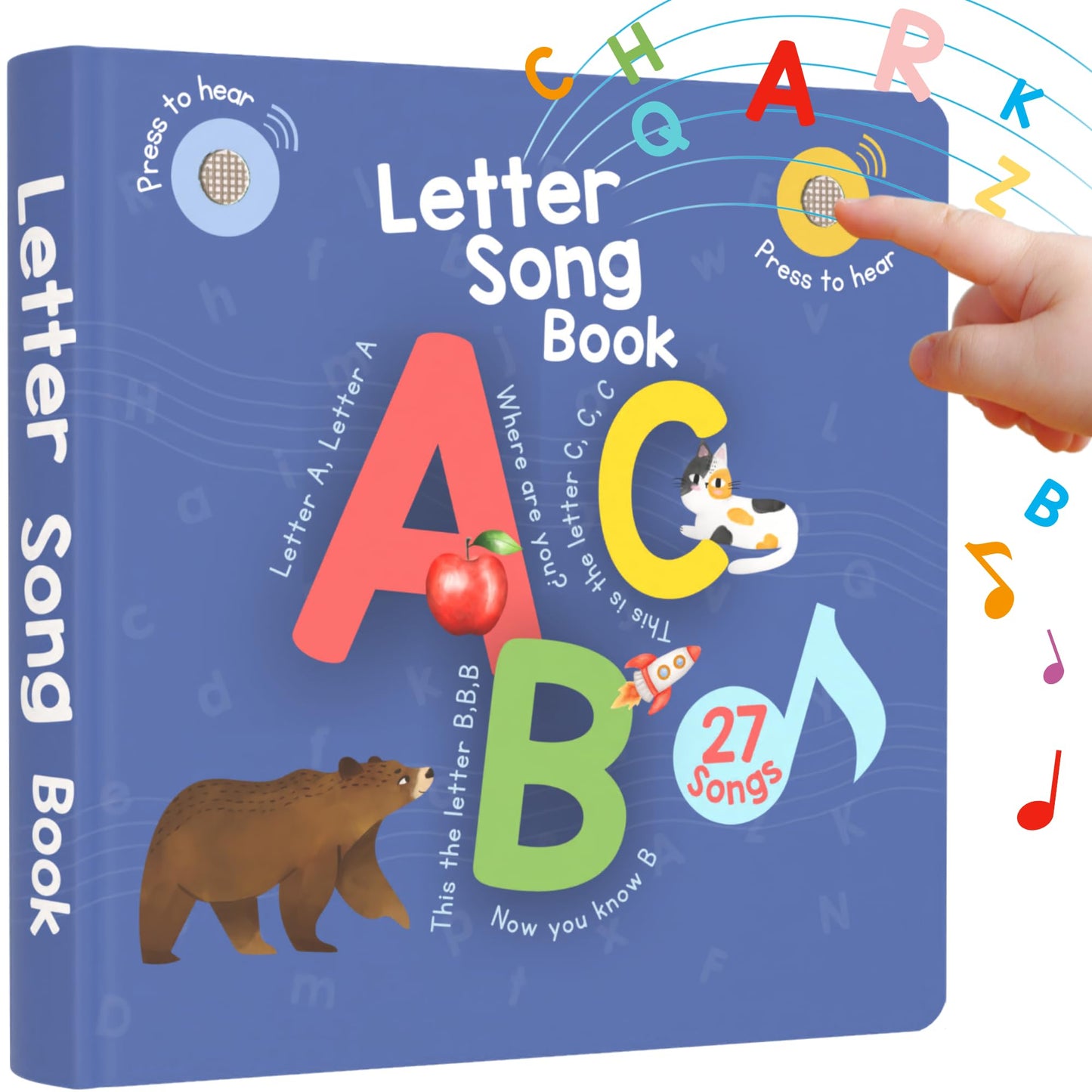 Learning Bugs Interactive Letter Song Book for 1 Year olds - 26 Alphabet Songs, Nursery Rhyme Tunes, ABC Recital for 2 Year olds, Sturdy Pages