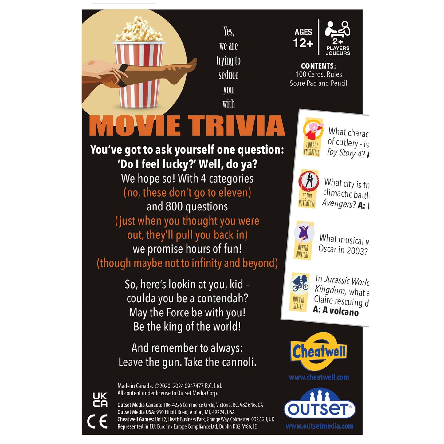 Movie Trivia Party Game (Amazon Exclusive) - Contains Over 800 Questions - 2 or More Players for Ages 12 and up by Outset Media