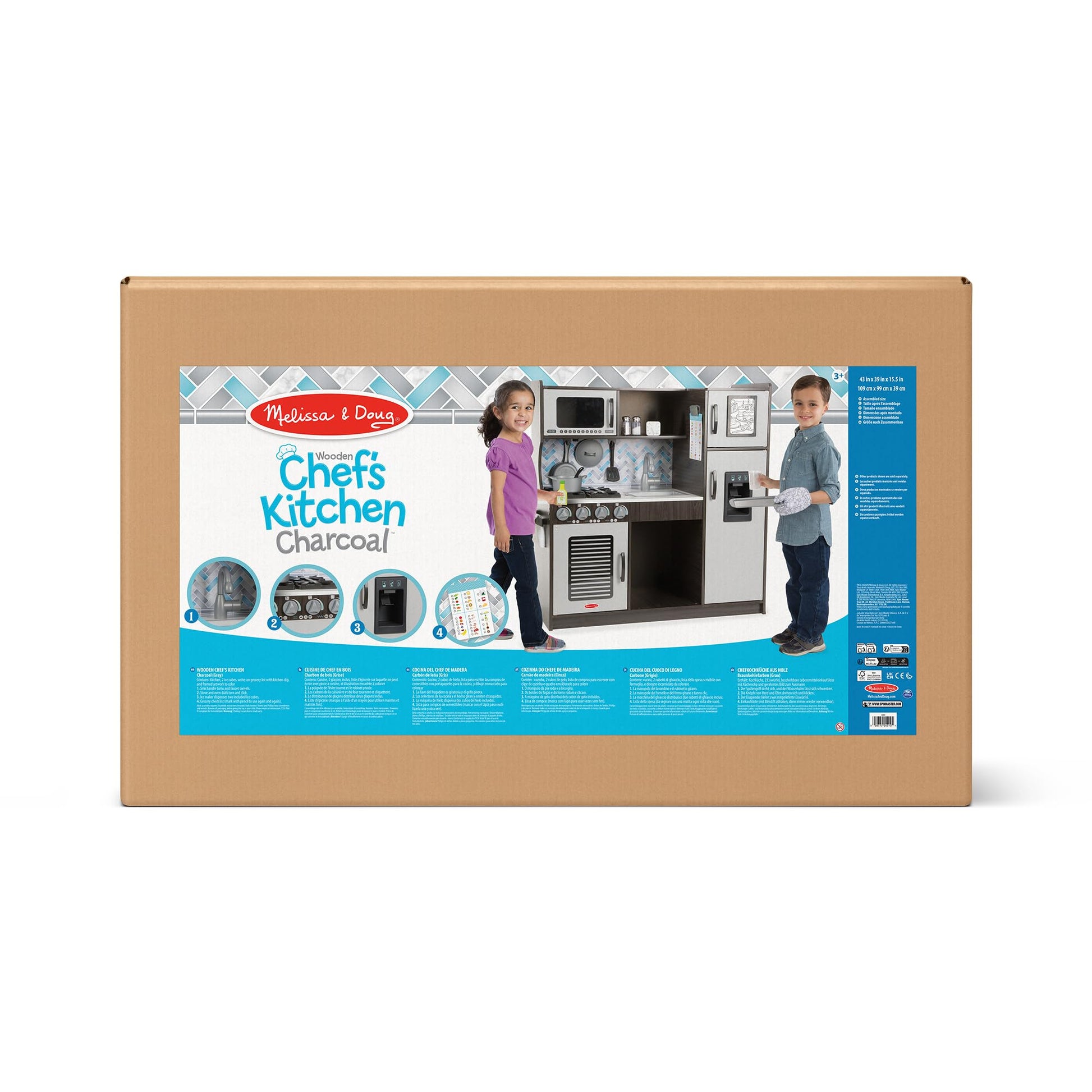 Melissa & Doug Wooden Chef's Kitchen Set for Kids with Play Kitchen Accessories & “Ice” Cube Dispenser, Preschool Learning Toys for Girls & Boys 3+ -