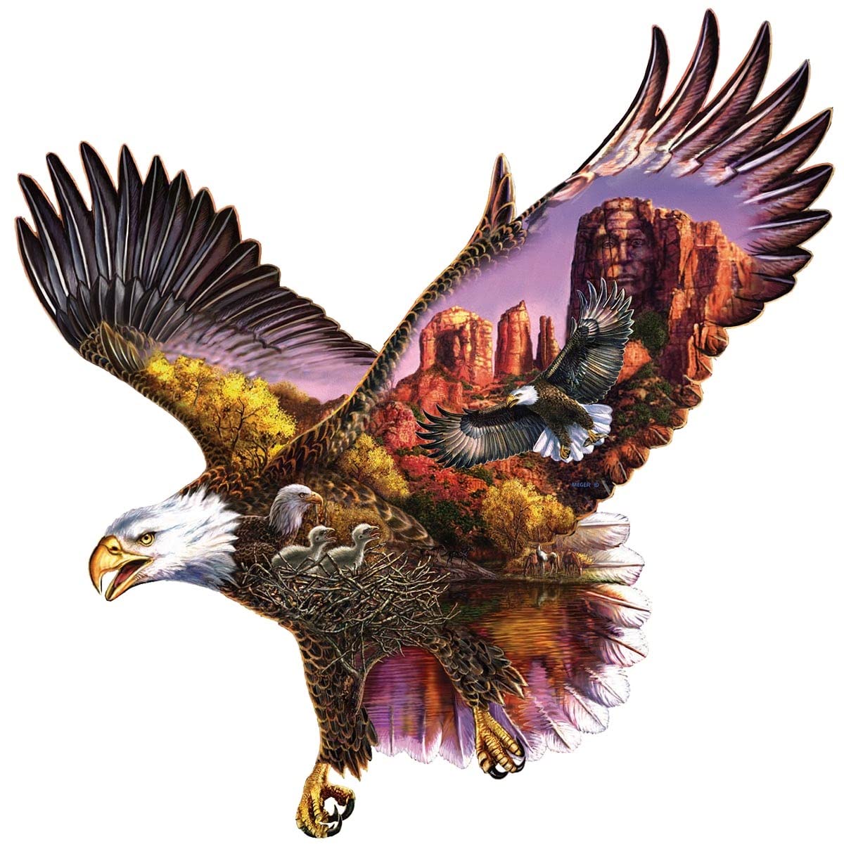 SUNSOUT INC - Ancient Guardian - 1000 pc Special Shape Jigsaw Puzzle by Artist: James Meger - Finished Size 28" x 35.5" Birds - MPN# 90240