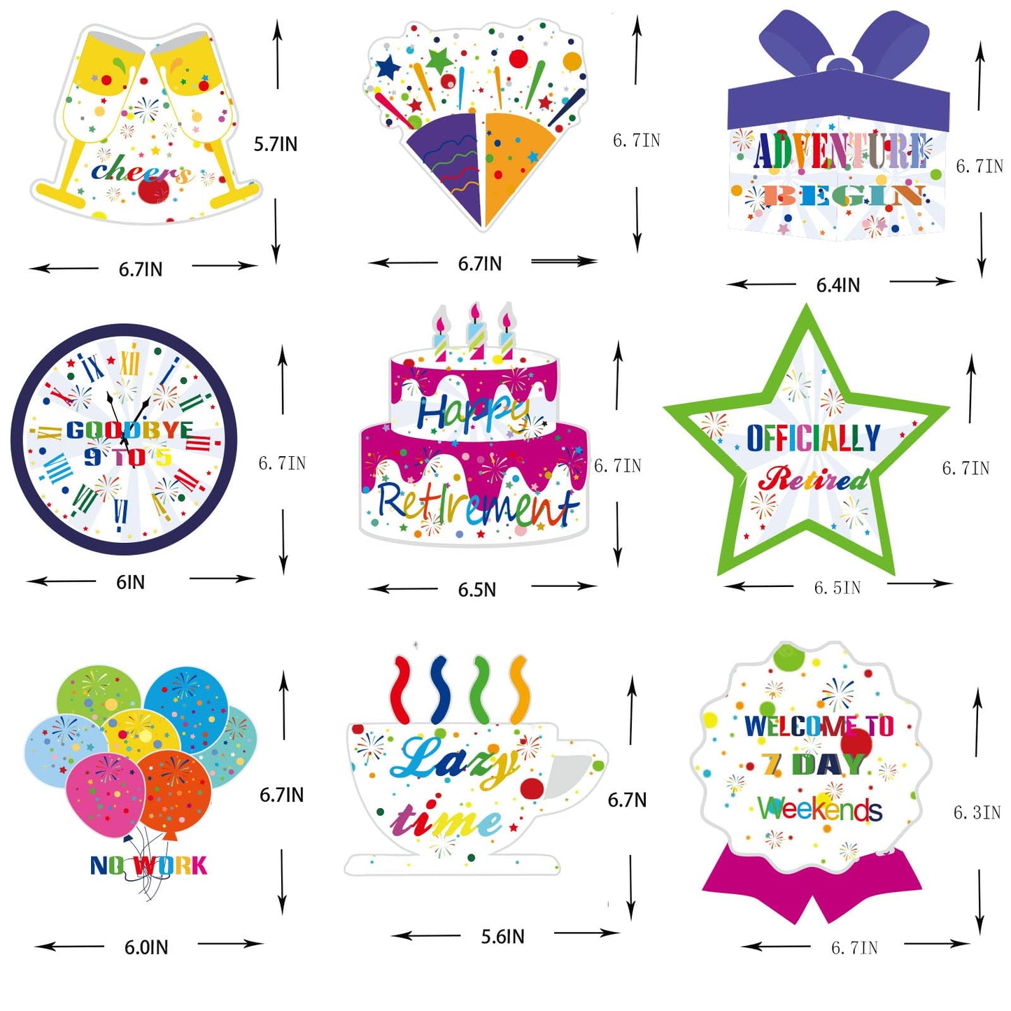 9Pcs Rainbow Happy Retirement Decorations Table Centerpieces Iridescent Colorful Theme Retirement Honeycomb Centerpiece Party Supplies Happy Retired