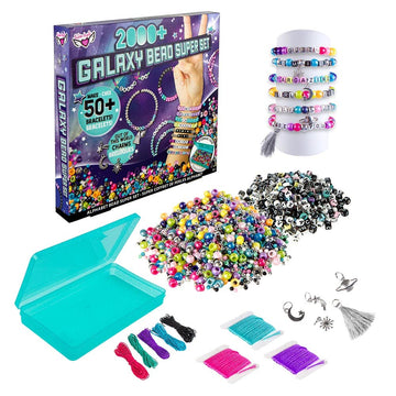 Fashion Angels Galaxy Bead Super Bracelet Making Activity Kit, Over 2,000 Beads, Organizer Keeper Case, Comes with Alphabet Beads, Pearlescent