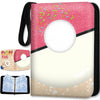 FiroGltter Card Binder Donuts Trading Card Binder Pink Card Holder 4 Pocket Zipper Binder for Collection Card Sports Cards Football Play Cards Storage