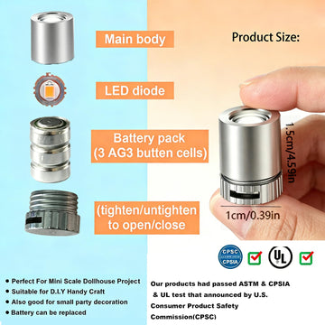 Mini LED Lights 11 Pcs for Dollhouse with 11Pack Backup Battery,Small Soptling Battery Operated Miniature Tiny Lighting for DIY Crafts, Model Kits &