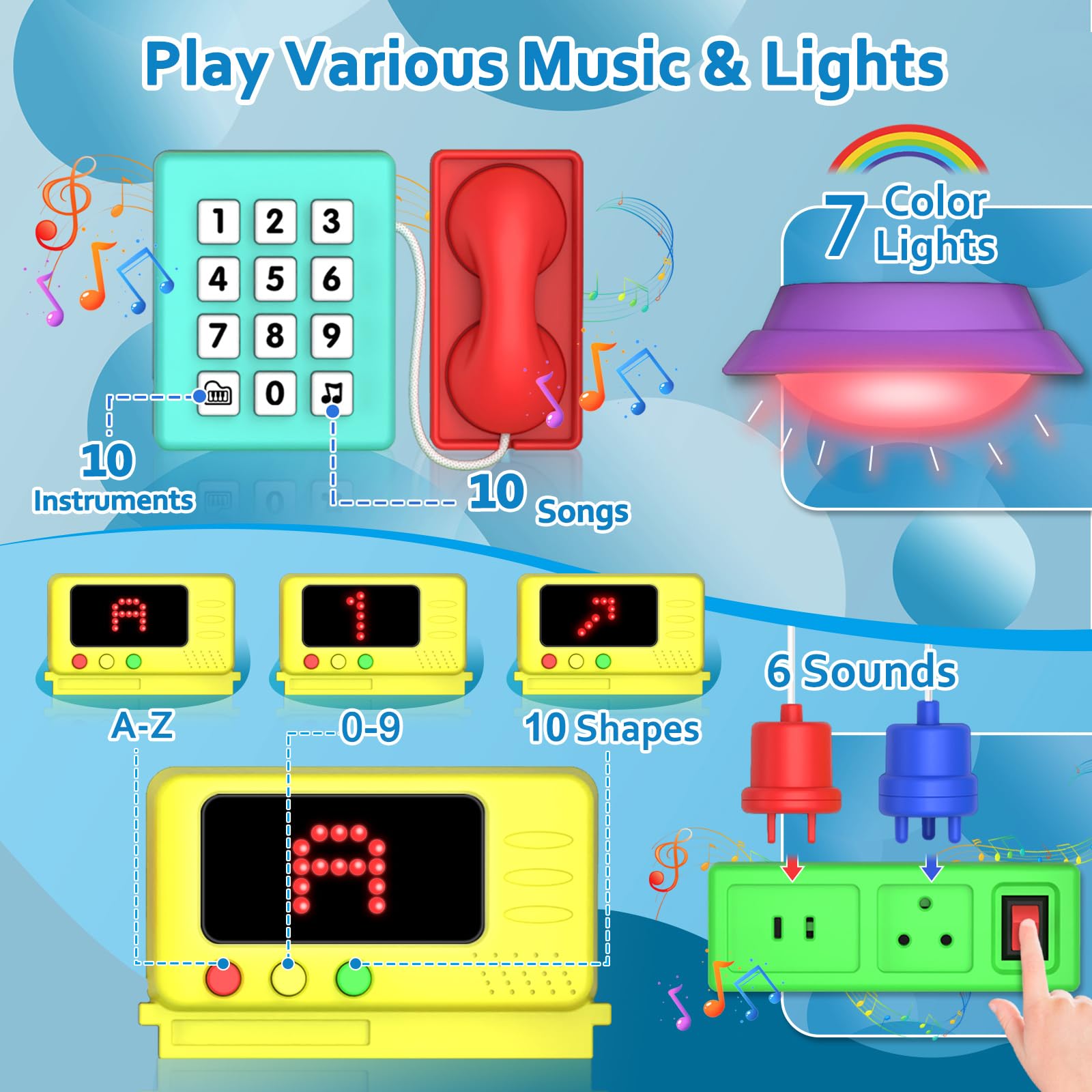 Toddler Toys for 1-2 Year Old Boy, Musical Montessori Busy Board, Early Educational Toy for Toddlers 1-3, Motor Skills Developmental Toy for 12-18