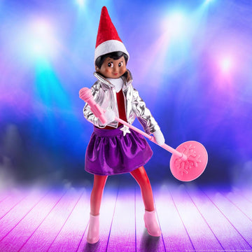 The Elf on the Shelf Blue Eyed Girl Scout Elf with MagiFreez Pop Star with Glam Jacket, Skater Skirt and Accessories
