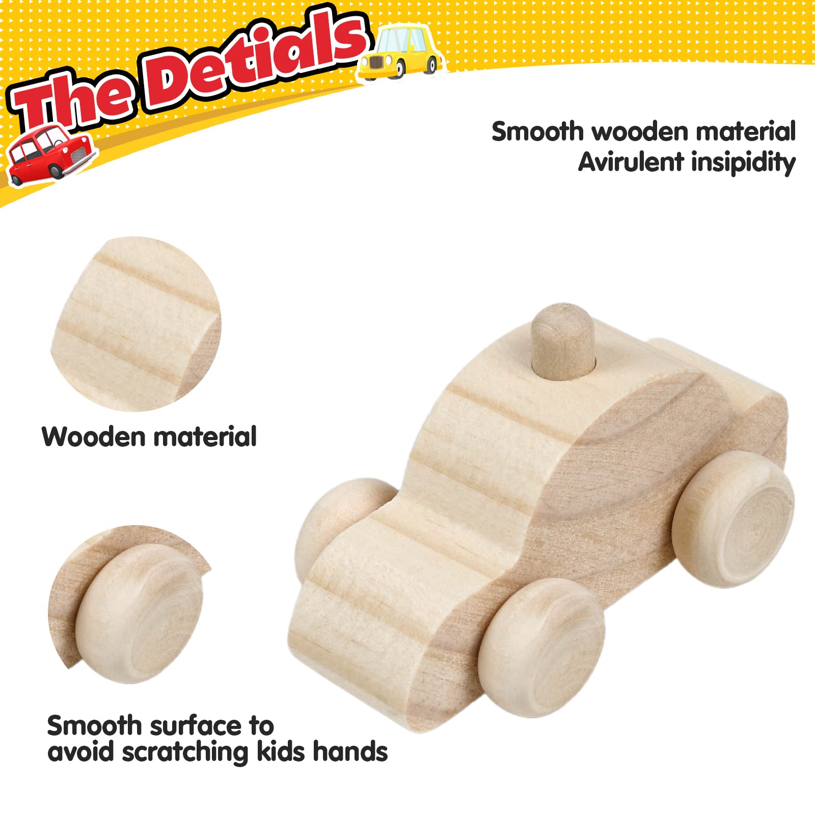 WANTKA 12 Pieces Unfinished Wooden Cars Wood DIY Car Toys Wood Crafts Painting Crafts Kit for Student Easy Woodworking Set Family Activities Arts
