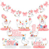Smefutong One Silly Goose 1st Birthday Decor Girls Boys 8Pcs Honeycomb Centerpieces With 1 Pc Banner,Baby Shower Party Favors & Supplies (Pink)