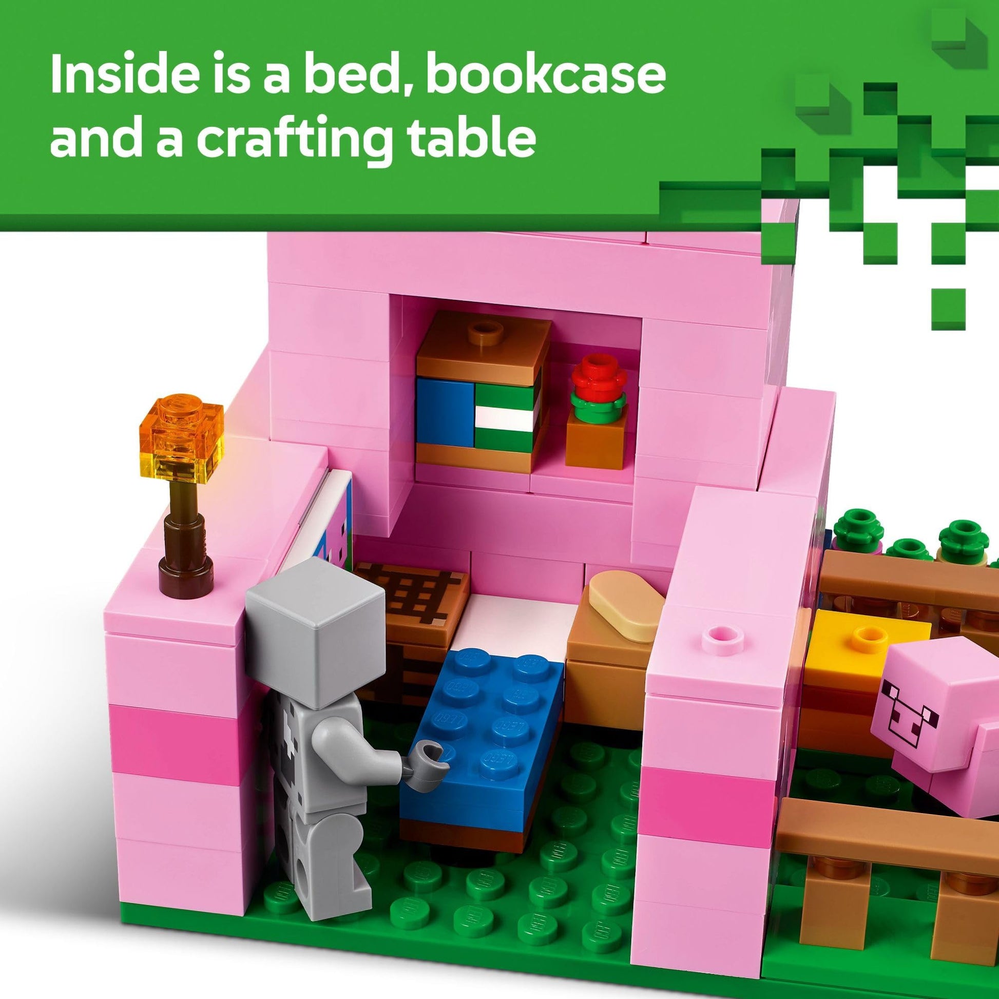 LEGO Minecraft The Baby Pig House Toy Figures and Playset - Building Minecraft Toy for Kids, Boys and Girls, Ages 7+ - Gift for Birthdays - with 2
