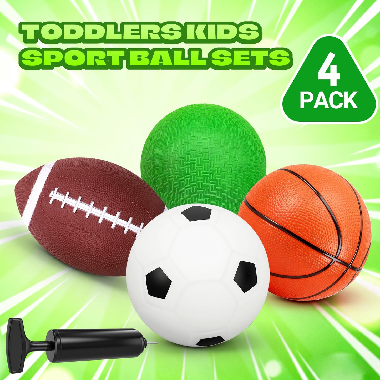 8 Inch Toddler Sport Balls Toys Set, Mini Basketball, Kids Dodgeball for Outdoor, 8" Small Soccer for Indoor Hoop Sets, Beach Pool Balls Stocking