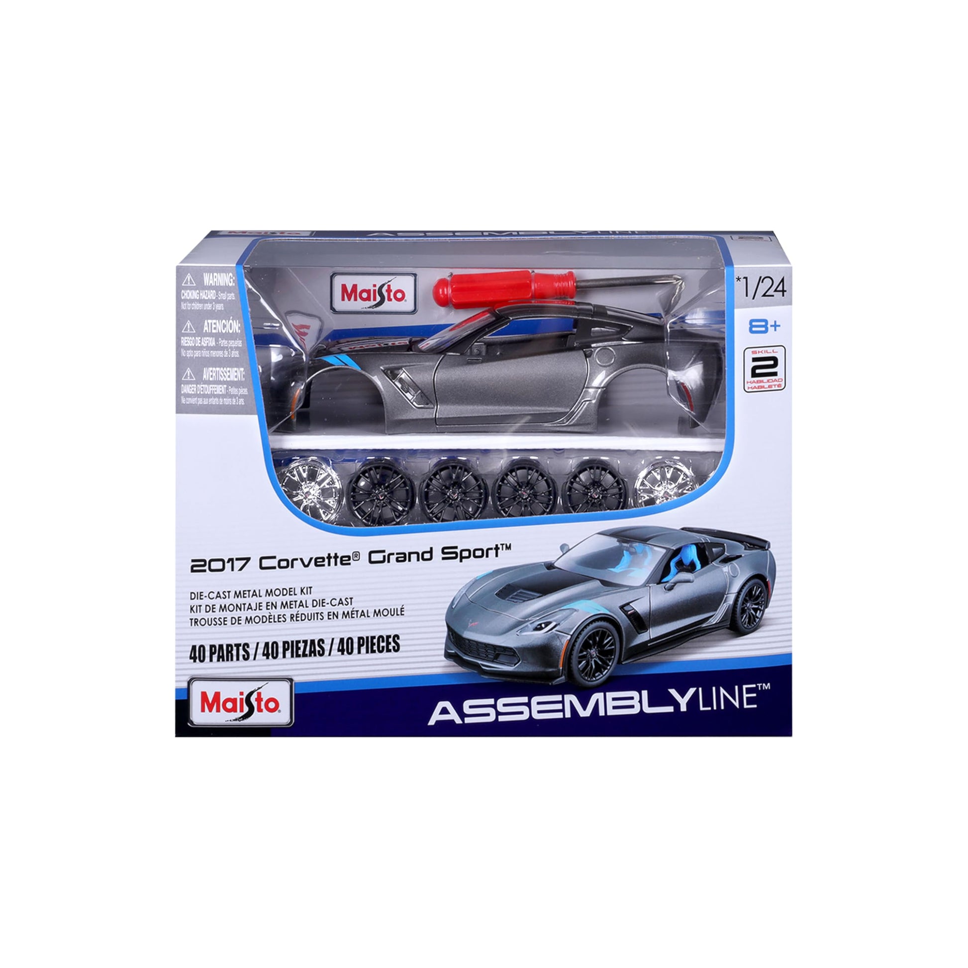 Maisto 1:24 Assembly Line 2017 Chevrolet Corvette Grand Sport - Grey