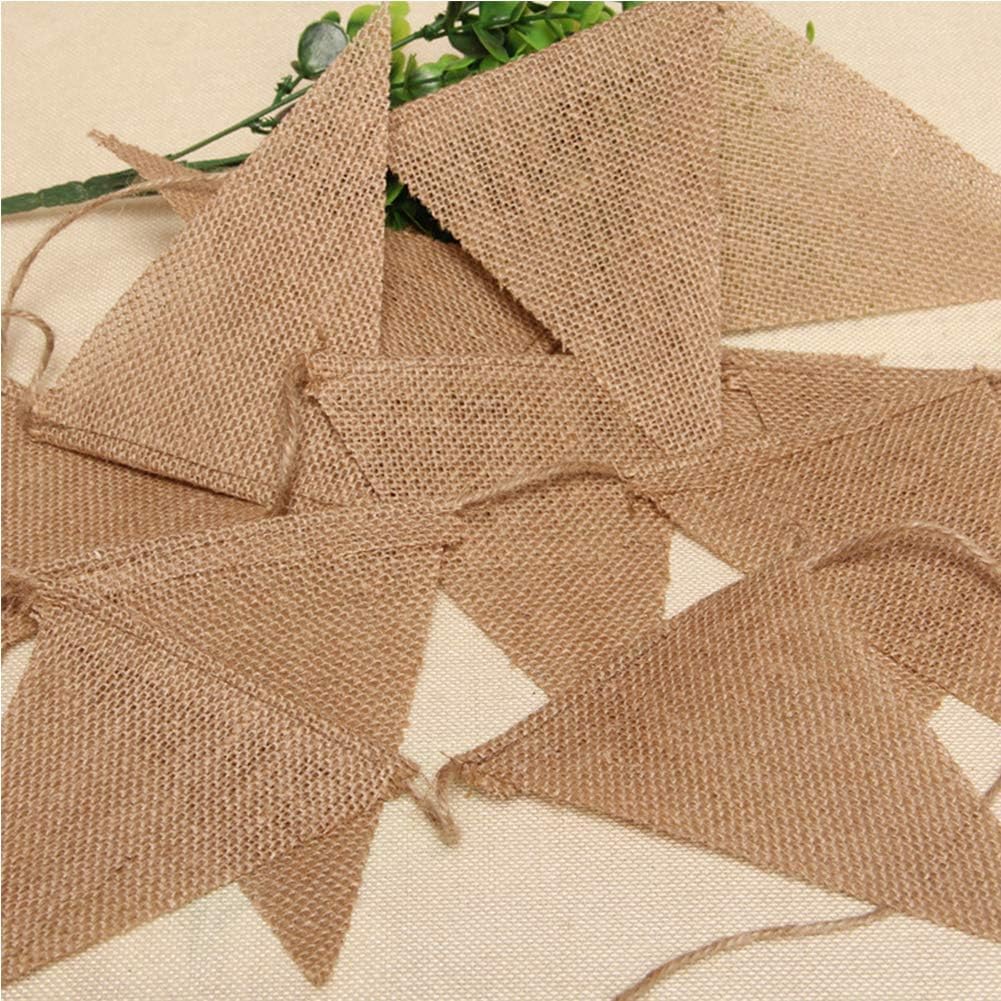 DAHI 32Ft Burlap Banner 48pcs DIY Burlap Banner Brown Fabric Triangle Flag Pennant Banner for Party Decorations Wedding Birthday Outdoor Garden