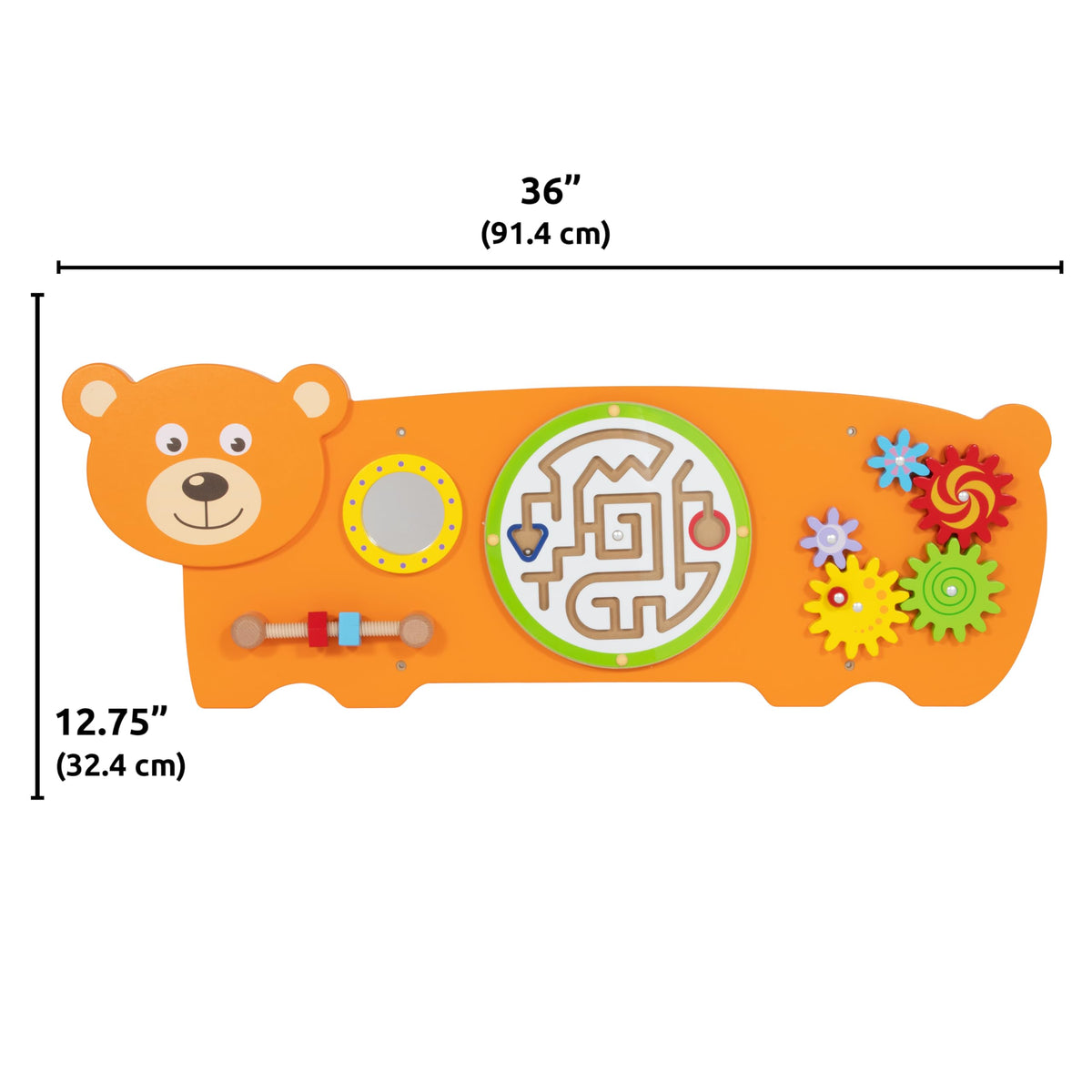 SPARK & WOW Bear Activity Wall Panel | Ages 18m+ | Montessori Sensory Wall Toy | 4 Activities | Busy Board | Toddler Room Décor