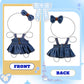 2PCS Doll Clothes Set Denim Overalls Skirt and Striped Shirt Outfit for 15 16 17cm 4 Inch Blind Box Dolls