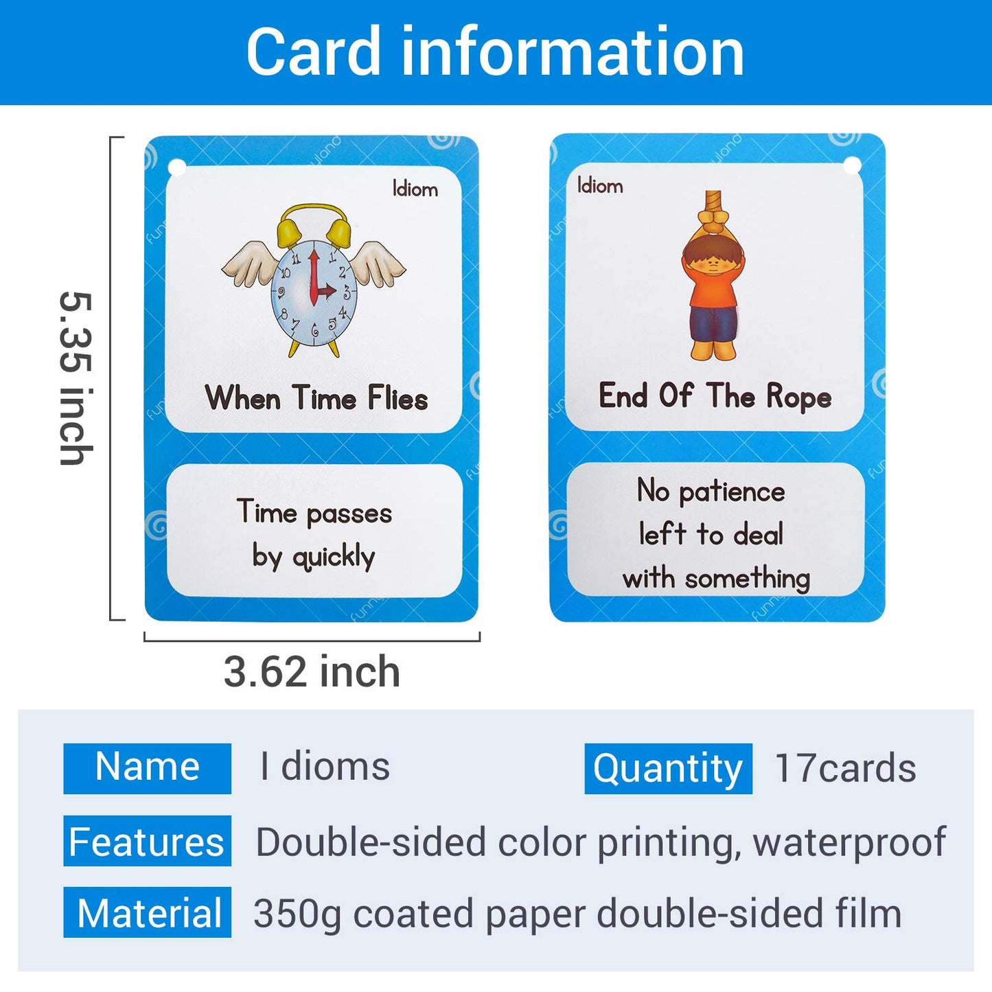 Zwttey Idioms/Pronouns 2 Themes English Flashcards Vocabulary Building Pocket Cards Grammar Educational Learning Aids Pre-Kindergarten Classroom