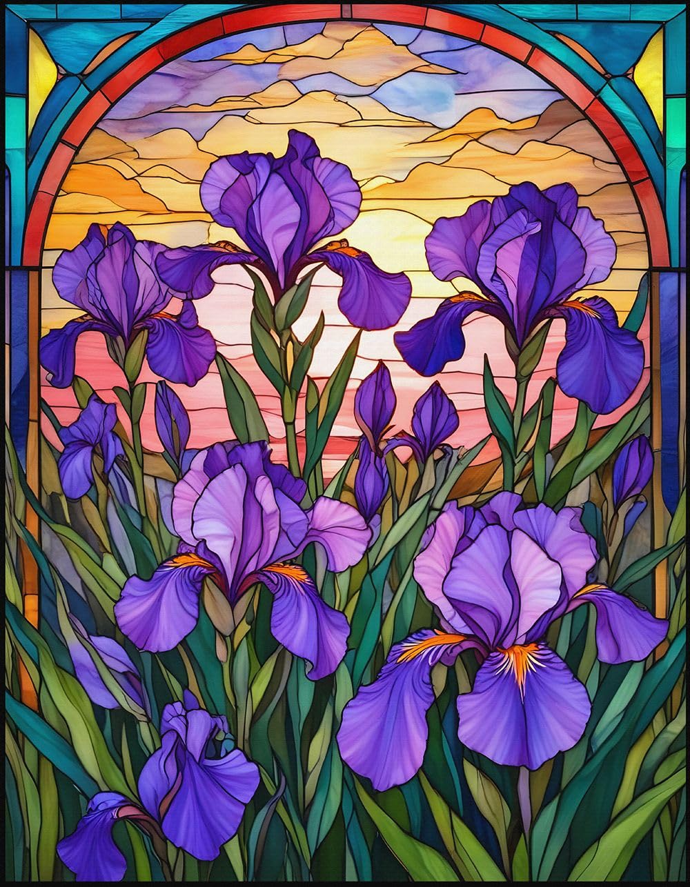 Springbok Stained Glass Iris 500 Piece Jigsaw Puzzle for Adults