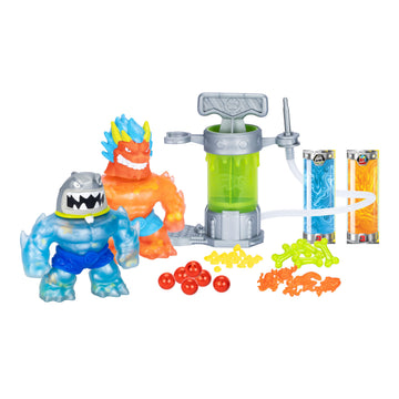 Heroes of Goo Jit Zu Hero Creator Bundle with 2 Action Figures and 6 Unique goo fillings, Mix, Fill & Create Your own Stretchy Blazagon and Thrash