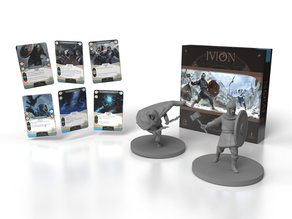 IVION: The Ram and The Raven | APE Games | Board Game | 2 Players | 20-60 Minutes | Ages 14+ | Fantasy | Hero Dueling | Deck Building | Cross