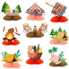 PRATYUS Camping Birthday Decorations, 9 Pcs Camping Party Honeycomb Centerpieces Table Topper Decors for Kids Boys Girls Adventure Theme Baby Shower