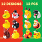 JOYIN 12 Pcs Christmas Rubber Duck Bath Toys for Christmas Goodie Bag Stuffers and Baby Showers, Girls and Toddlers Christmas Party Favor Xmas Gifts