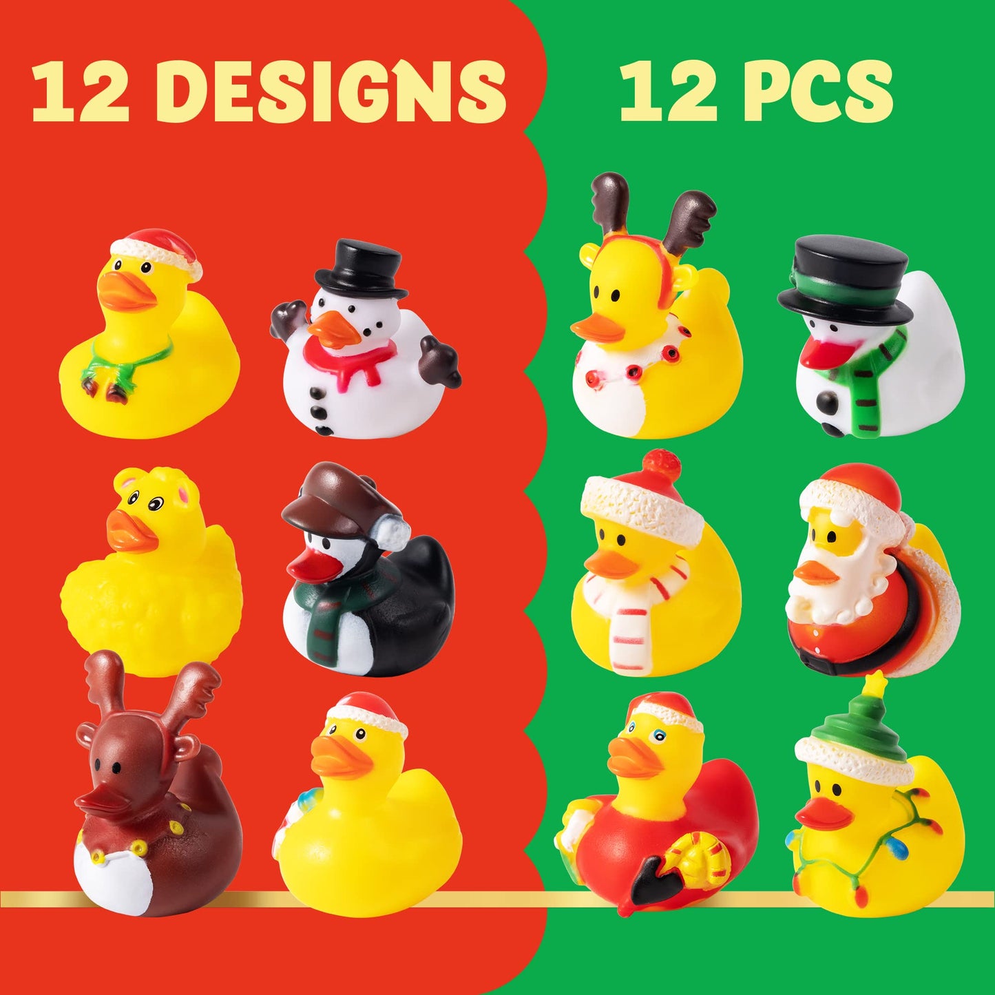 JOYIN 12 Pcs Christmas Rubber Duck Bath Toys for Christmas Goodie Bag Stuffers and Baby Showers, Girls and Toddlers Christmas Party Favor Xmas Gifts