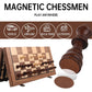 Ajedrez Magnetic Wooden Chess Set, 15" Walnut Folding Chess Board with Handcrafted Pieces 2 Extra Queens, Portable Travel Chess Board Game for Adults