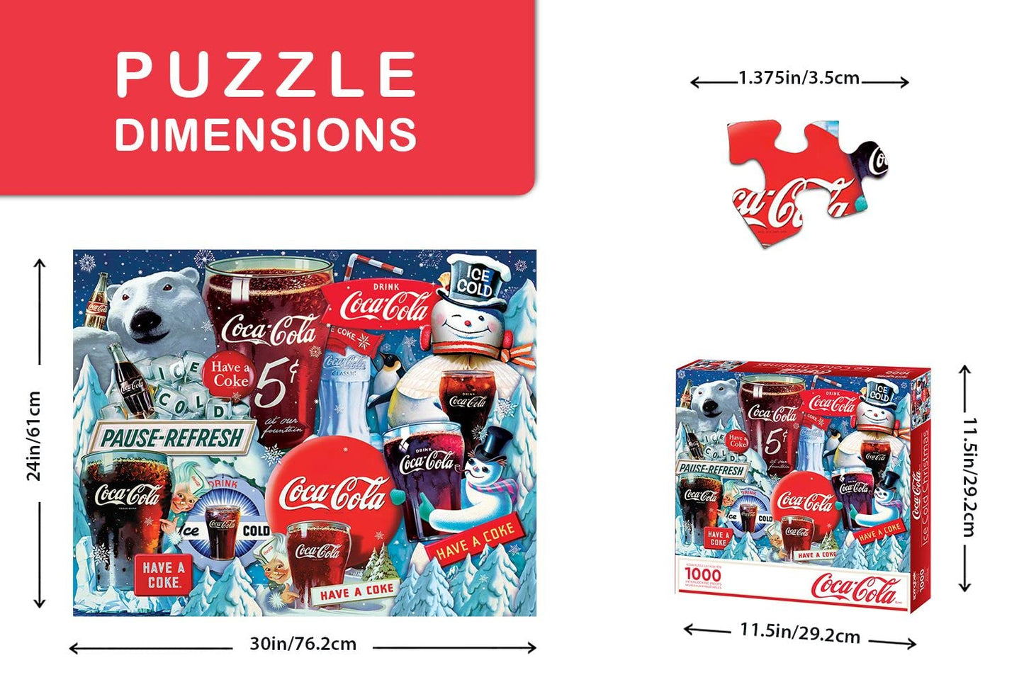 Springbok 1000 Piece Jigsaw Puzzle Coca-Cola Ice Cold - Made in USA