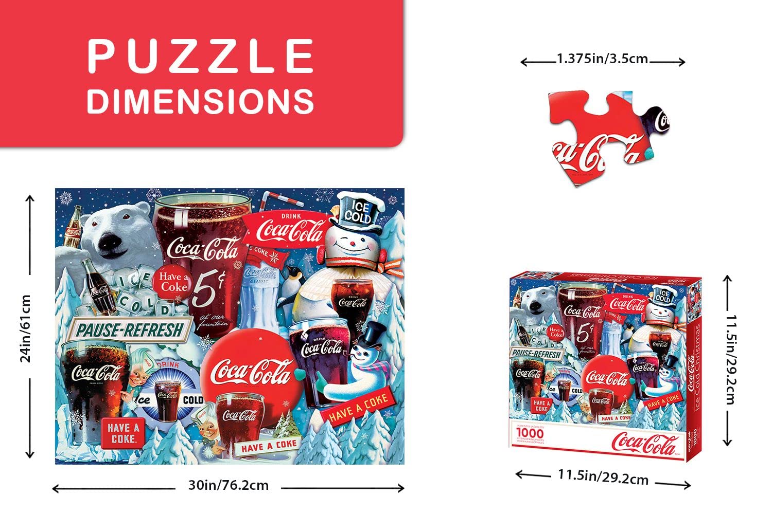 Springbok 1000 Piece Jigsaw Puzzle Coca-Cola Ice Cold - Made in USA