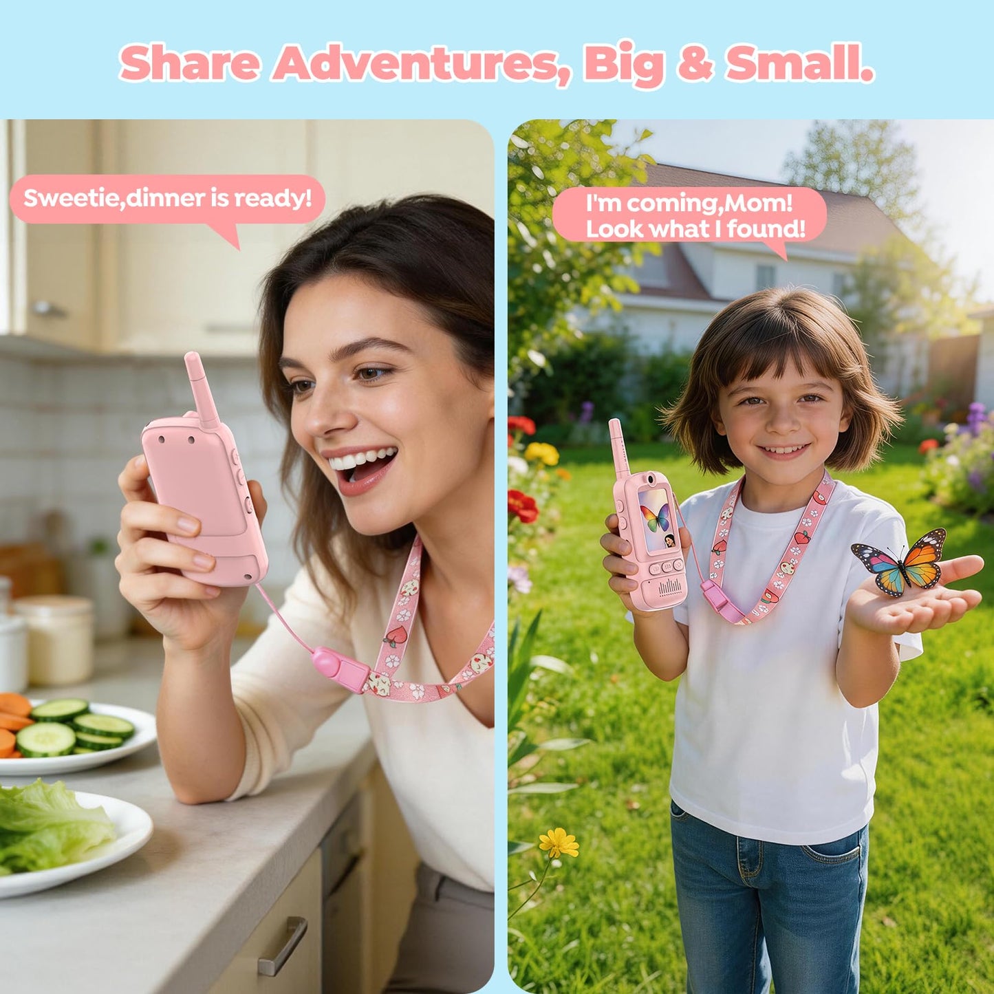 iYeHo Video Walkie Talkies for Kids,2 Pack-Kids Video Call Device with HD Camera,Filters,Emojis,Voice Changer & Voice Message,Auto Pairing, Durable