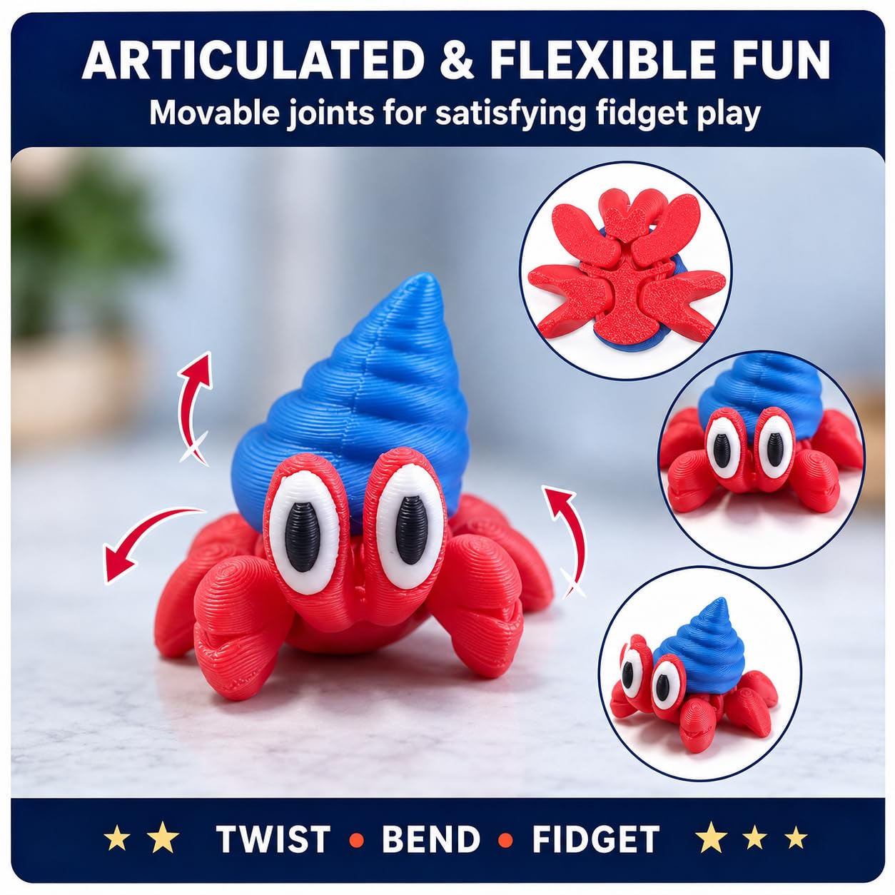 24 Pack 3D Printed Animal Figurines Set, Mini Articulated Collectible Toys, Cute Desk Pets and Fidget Toys, Patriotic Holiday Gifts, Party Favors