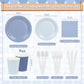 168 Pcs Dusty Blue Paper Plates and Napkins, Baby Blue Paper Plates Party Supplies for 24 Guests Include Gradient Scalloped Plates Paper Napkin Cup