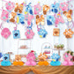 Blue and Pink Dog Birthday Party Supplies, Cute Dog Party Decorations -Banner -6 swirl-6 Honeycomb Centerpieces