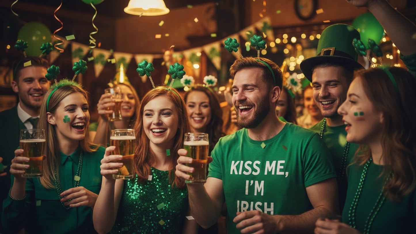 Funiverse Bulk 20-Pack Shamrock Head Boppers - St. Patrick’s Day Party Hats Fighting Irish Clover Accessories for Adults Parades Events